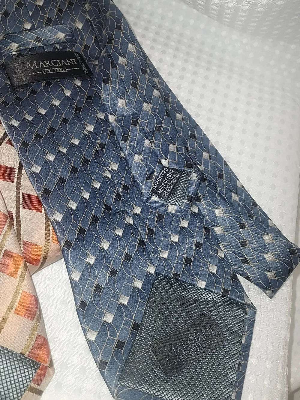 Men's Tie Set — Peach, Blue, and Gold Patterned Neckties